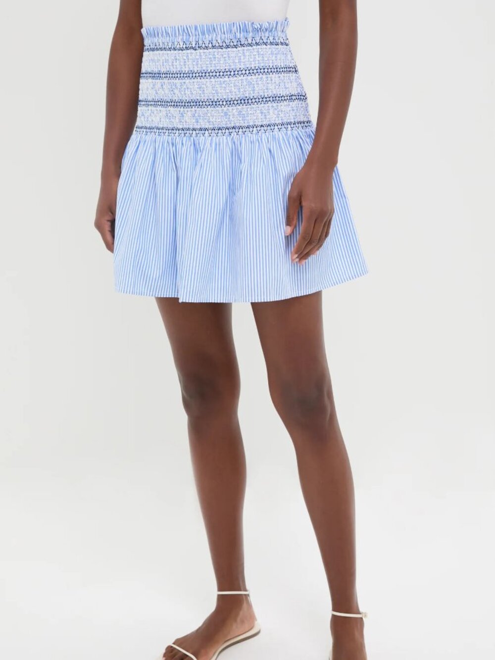 Pomander Place Smocked Seersucker Palerma Skirt L Large